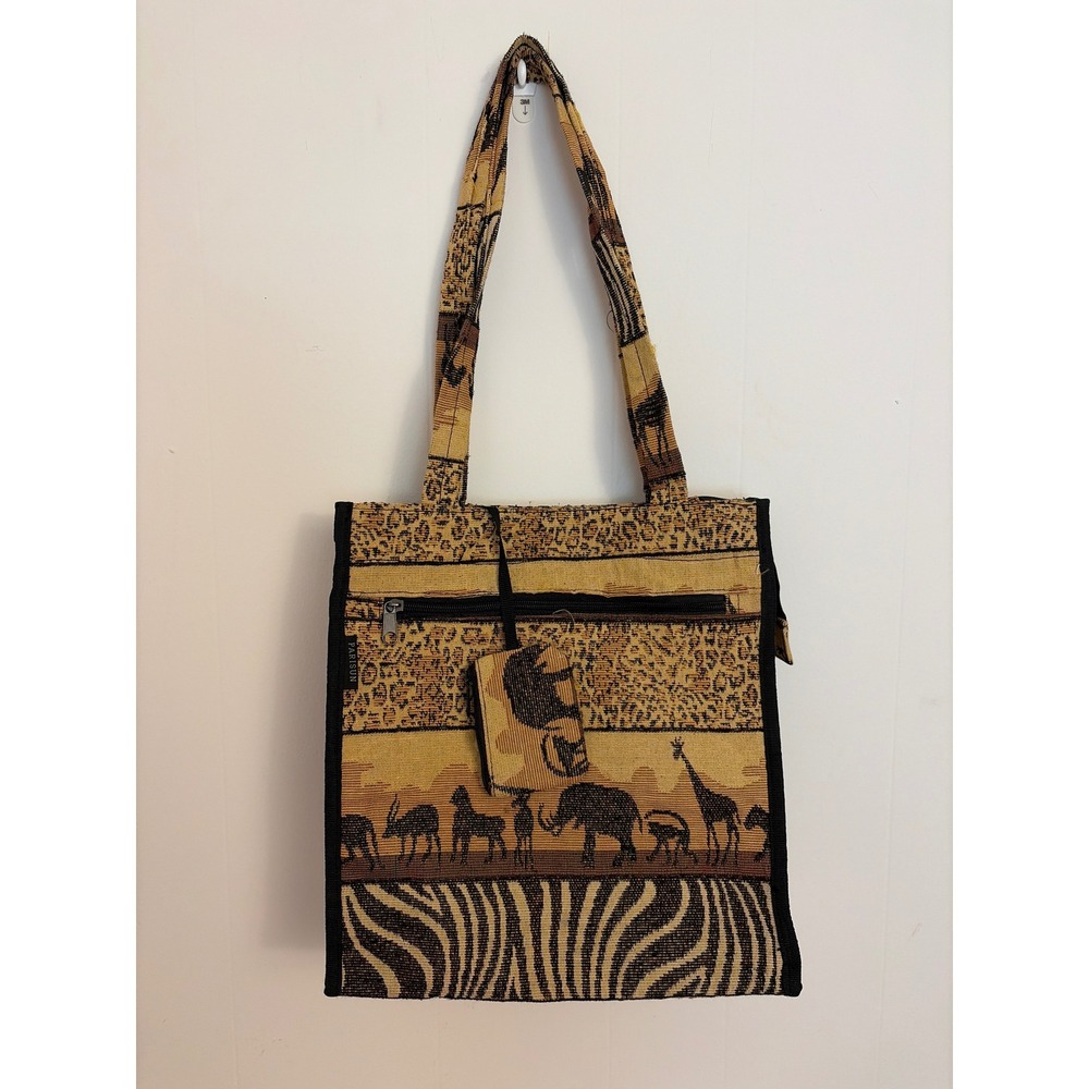 Parisun Tote Bag Women Medium Tan Excellent Safari Tapestry Animal Print‎ Boho